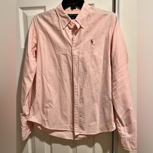Ralph Lauren Boy's Slim Fit Striped Cotton Dress Shirt - Size 10 in Pink